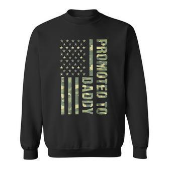 Mens Promoted To Daddy American Flag Camo Fathers Day V2 Sweatshirt - Seseable