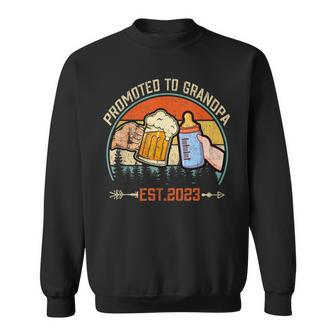 Mens Promoted To Grandpa 2023 Funny For New Grandpa Sweatshirt - Seseable
