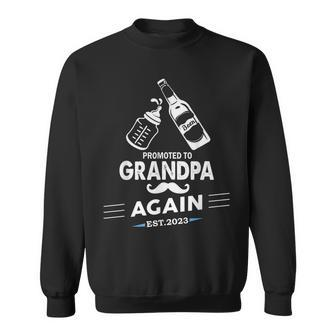 Mens Promoted To Grandpa Again 2023 Pregnancy Announcements Sweatshirt | Mazezy CA