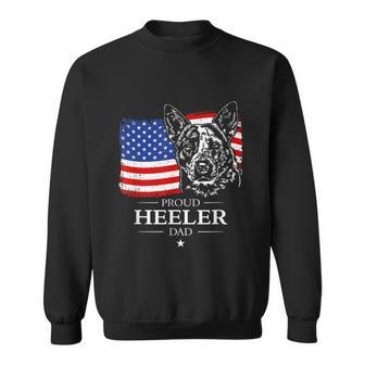 Mens Proud Cattle Dog Heeler Dad American Flag Patriotic Dog Sweatshirt - Monsterry CA