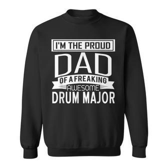 Mens Proud Dad Awesome Drum Major Marching Band Fathers Gift Men Women Sweatshirt Graphic Print Unisex - Seseable