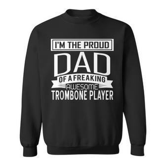 Mens Proud Dad Awesome Trombone Player Marching Band Fathers Sweatshirt | Mazezy