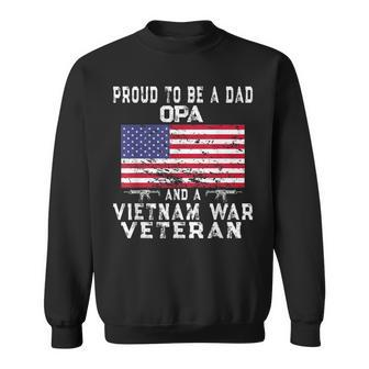 Mens Proud Dad Opa Vietnam Veteran - Vintage Us Flag Grandpa Men Women Sweatshirt Graphic Print Unisex - Seseable