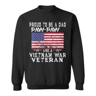 Mens Proud Dad Paw-Paw Vietnam Veteran - Vintage Us Flag Grandpa Men Women Sweatshirt Graphic Print Unisex - Seseable