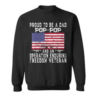 Mens Proud Dad Pop-Pop Operation Enduring Freedom Veteran Grandpa Men Women Sweatshirt Graphic Print Unisex - Seseable