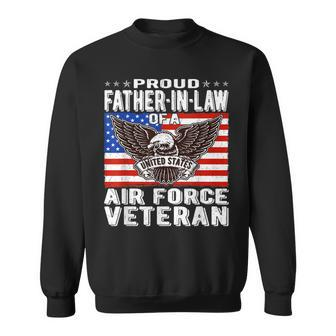 Mens Proud Father-In-Law Of Air Force Veteran Patriotic Military Men Women Sweatshirt Graphic Print Unisex - Seseable