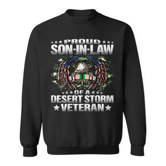 Mens Proud Son-In-Law Of A Desert Storm Veteran Vets Family Gift Men Women Sweatshirt Graphic Print Unisex - Seseable