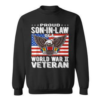 Mens Proud Son-In-Law Of A World War 2 Veteran Patriotic Ww2 Gift Men Women Sweatshirt Graphic Print Unisex - Seseable