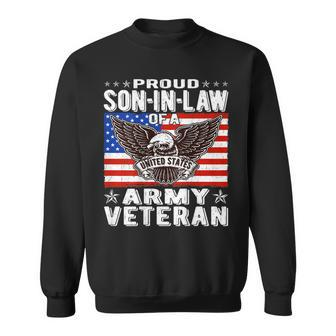 Mens Proud Son-In-Law Of Army Veteran Patriotic Military Family Men Women Sweatshirt Graphic Print Unisex - Seseable