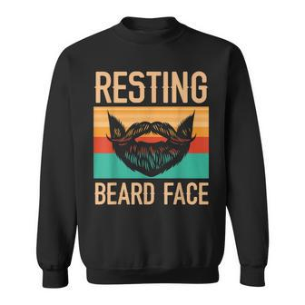 Mens Resting Beard Face Beard Lover Bearded Guy Mustache Sweatshirt | Mazezy