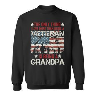 Mens Retired Military Veteran Grandfather Proud Grandpa Men Women Sweatshirt Graphic Print Unisex - Seseable
