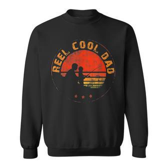 Mens Retro Reel Cool Dad Fishing Daddy Vintage Fathers Day Gift Sweatshirt - Seseable