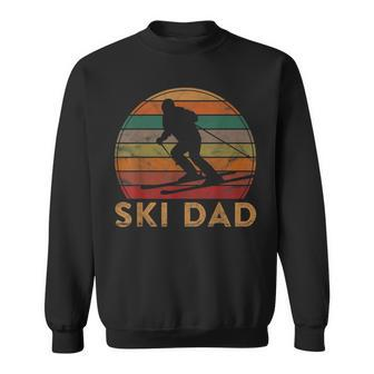Mens Retro Ski Dad Sunset Winter Skiing Daddy Gift Father Skier Sweatshirt - Seseable