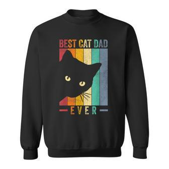Mens Retro Vintage Best Cat Dad Ever Funny Cat Daddy Fathers Day Sweatshirt - Seseable