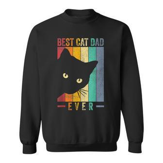 Mens Retro Vintage Best Cat Dad Ever Funny Cat Daddy V2 Sweatshirt - Seseable