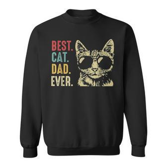 Mens Retro Vintage Best Cat Dad Ever T Fathers Day Gifts Sweatshirt - Seseable