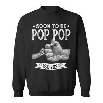 Mens Soon To Be Pop Pop Est2023 Retro Fathers Day New Dad Sweatshirt - Thegiftio UK