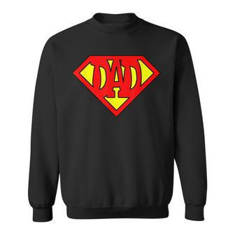 Mens Superdad Super Dad Super Hero Superhero Fathers Day Vintage Sweatshirt - Seseable