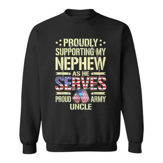 Mens Supporting My Nephew As He Serves - Proud Army Uncle Gift Men Women Sweatshirt Graphic Print Unisex - Seseable