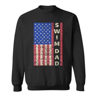 Mens Swim Dad American Flag Swimmer Fathers Day Gift Sweatshirt - Seseable