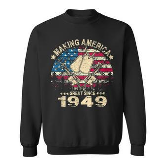 Mens Veteran American Flag T 70Th Years Old 1949 Birthday Men Women Sweatshirt Graphic Print Unisex - Seseable