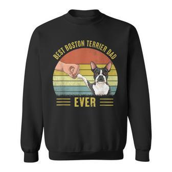Mens Vintage Best Boston Terrier Dad Ever Fist Bump Funny Dog Sweatshirt - Seseable