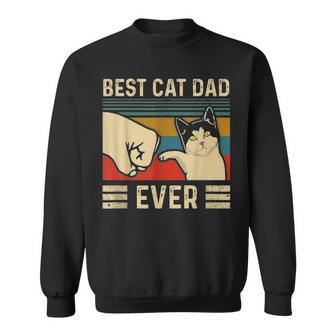 Mens Vintage Best Cat Dad Ever Bump Fit Fathers Day Gift Sweatshirt - Seseable