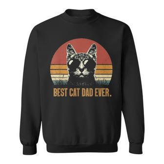 Mens Vintage Best Cat Dad Ever Cat Lover Fathers Day Gifts Sweatshirt - Seseable