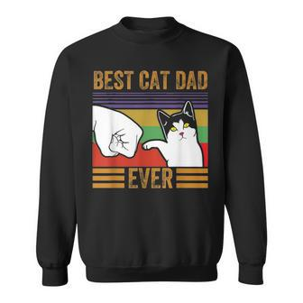 Mens Vintage Best Cat Dad Ever Men Bump Fit Fathers Day Gift Sweatshirt - Seseable