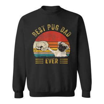 Mens Vintage Best Pug Dad Ever Pug Lover Fathers Day Sweatshirt - Seseable