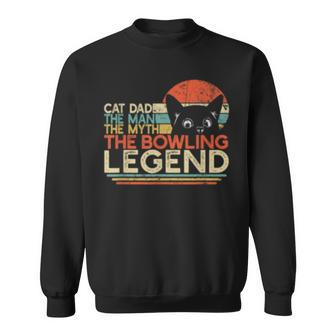 Mens Vintage Bowler Cat Dad Man Myth Bowling Legend Sweatshirt - Seseable