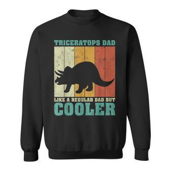 Mens Vintage Retro Triceratops Dad Like A Regular Dad Fathers Day Sweatshirt - Seseable