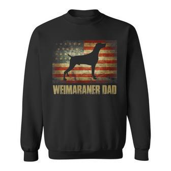 Mens Weimaraner Dad Vintage American Flag Patriotic Weimaraner Sweatshirt - Seseable