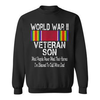 Mens World War Ii Veteran Son Us Military Vet Family Gift Men Women Sweatshirt Graphic Print Unisex - Seseable
