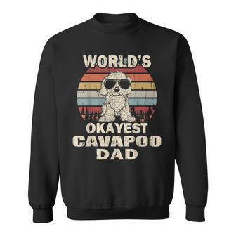 Mens Worlds Okayest Cavapoo Dad Vintage Retro Sweatshirt - Seseable