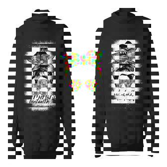 Mental Health Messy Bun Women Supporting Autism Awareness Sweatshirt | Mazezy