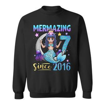 Mermaid Birthday Girl 7 Years Old Mermaid 7Th Birthday Girls Sweatshirt | Mazezy