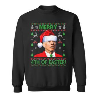 Merry 4Th Of Easter Funny Joe Biden Christmas Ugly Sweater T Men Women Sweatshirt Graphic Print Unisex - Seseable
