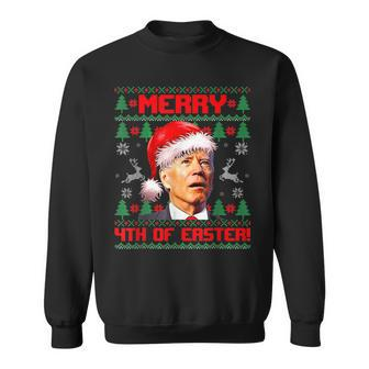 Merry 4Th Of Easter Funny Joe Biden Christmas Ugly Sweater V3 Men Women Sweatshirt Graphic Print Unisex - Seseable