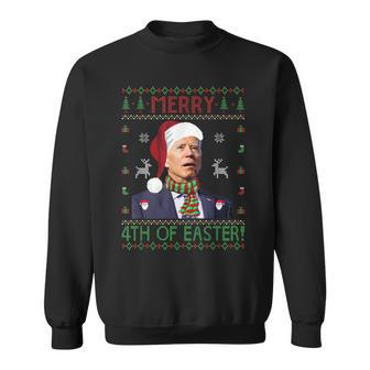 Merry 4Th Of Easter Funny Joe Biden Christmas Ugly Sweater V8 Men Women Sweatshirt Graphic Print Unisex - Seseable