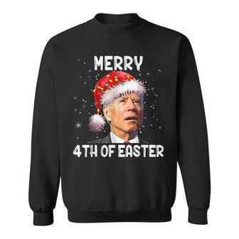 Merry 4Th Of Easter Funny Joe Biden Confused Christmas Light Men Women Sweatshirt Graphic Print Unisex - Seseable
