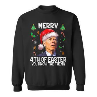 Merry 4Th Of Easter Funny Santa Joe Biden Christmas Confused V3 Men Women Sweatshirt Graphic Print Unisex - Seseable