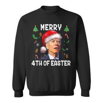 Merry 4Th Of Easter Santa Joe Biden Confused Christmas Funny Men Women Sweatshirt Graphic Print Unisex - Seseable