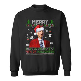 Merry 4Th Of Halloween Christmas Cute Biden Ugly Sweater Men Women Sweatshirt Graphic Print Unisex - Thegiftio UK