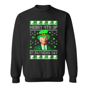 Merry 4Th Of St Patricks Day Joe Biden Leprechaun Hat Clover Sweatshirt | Mazezy