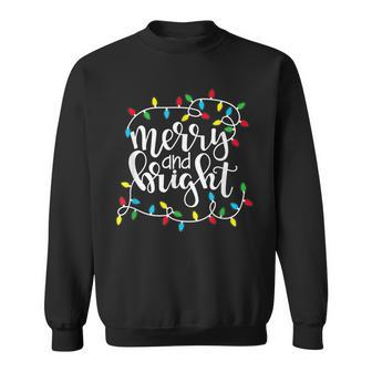 Merry And Bright Christmas Lights Xmas Holiday Men Women Sweatshirt Graphic Print Unisex - Seseable