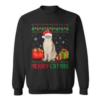 Merry Catmas Cat Ugly Christmas Burmilla Mom Dad Sweatshirt | Mazezy