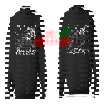 Merry Christmas Buffalo Plaid Red Truck Tree Funny Xmas Men Women Sweatshirt Graphic Print Unisex | Seseable CA