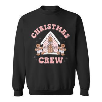 Merry Christmas Crew Gingerbread House Xmas Vibes Men Women Sweatshirt Graphic Print Unisex - Thegiftio UK