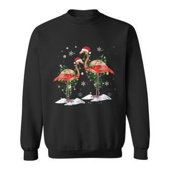 Merry Christmas Hat Santa Flamingo Light Snow Xmas Pajamas V3 Men Women Sweatshirt Graphic Print Unisex - Thegiftio UK